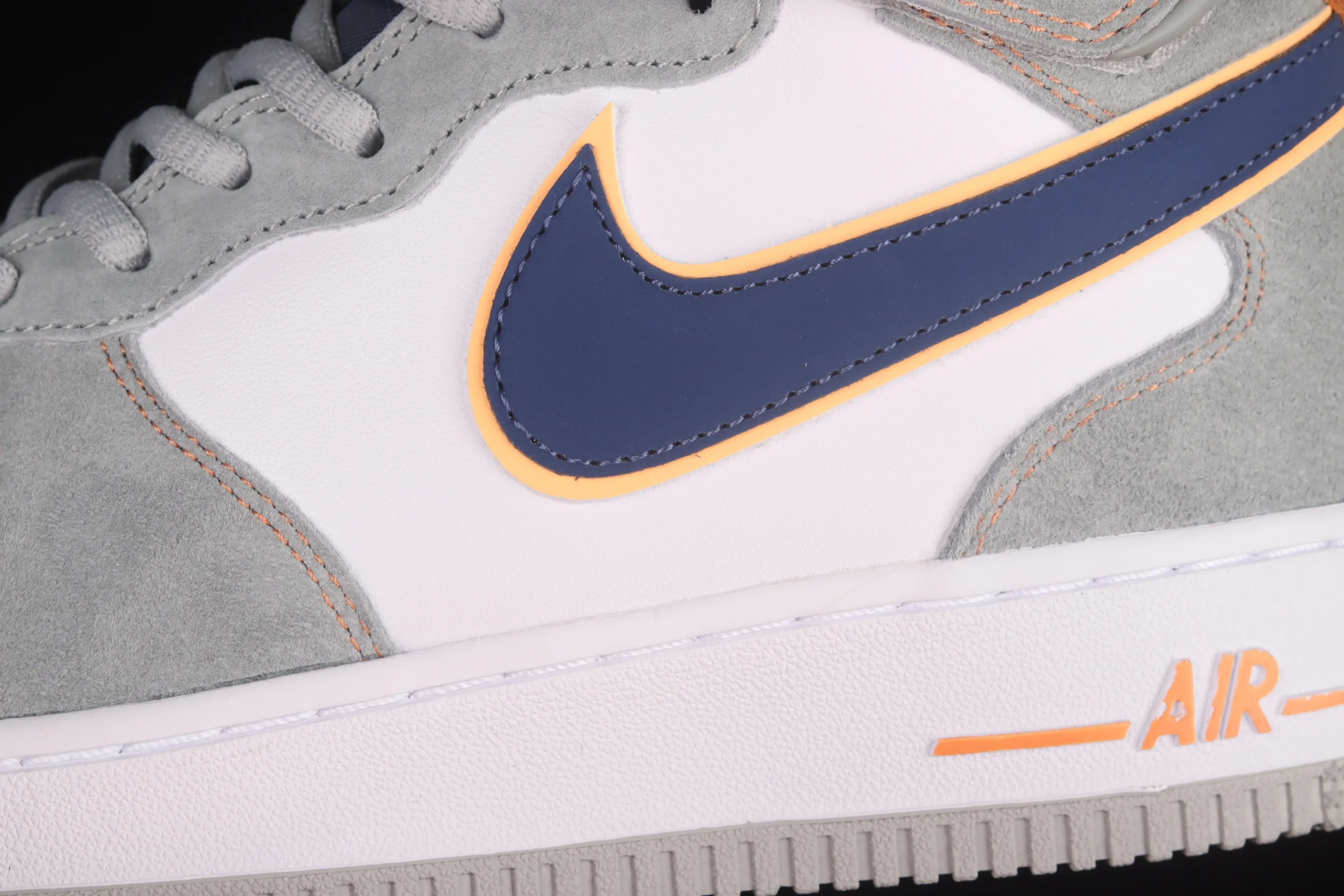 All categories Nk Air Force 1 Air Force series Nk Air Force 1 Mid Air Force mid-top Nk Air Force 1'07 Mid gray blue orange suede Air Force One mid-top casual sneakers CQ5059-203